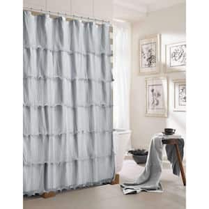 Lily 72 in. Silver Ruffled Shower Curtain