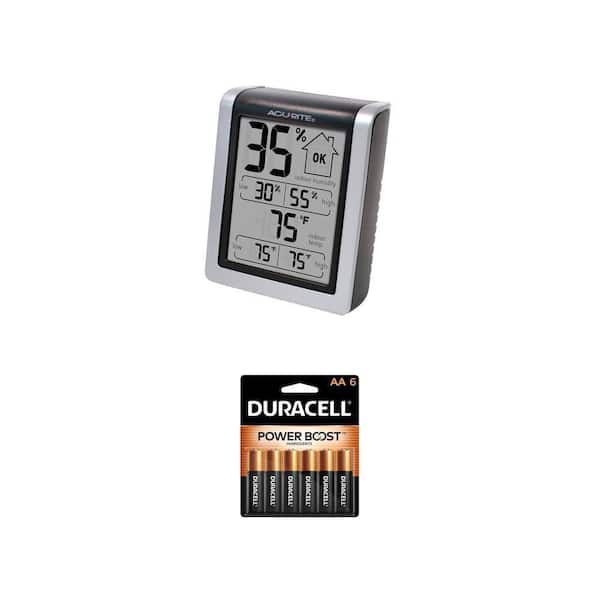 Digital Humidity and Temperature Monitor with Coppertop Power Boost AA Alkaline Batteries (6-Pack)
