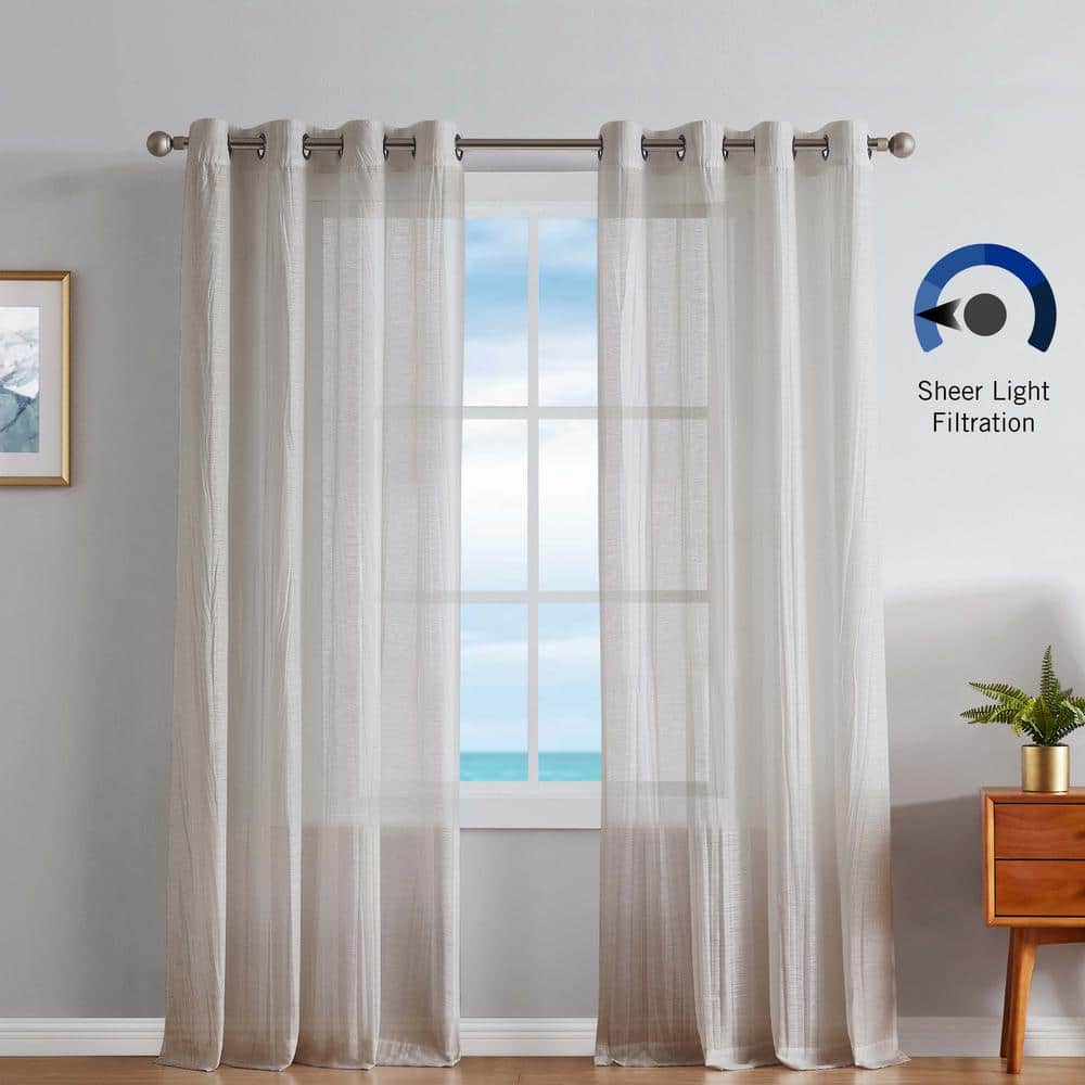 Taupe Sheer Grommet 84" x 104" Polyester Window Curtains
