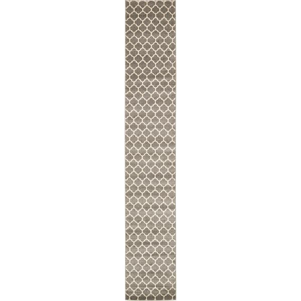 Unique Loom Trellis Philadelphia Gray/Beige 2' 7 x 16' 5 Runner Rug