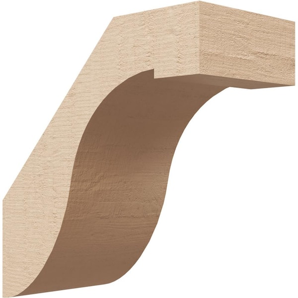 Ekena Millwork 3 in. x 6 in. x 6 in. Del Monte Rough Cedar Woodgrain Timberthane Polyurethane Knee Brace, Primed