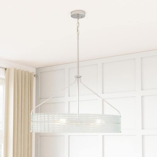 Westlyn 6-Light Brushed Nickel Chandelier with Clear Optic Glass Shade