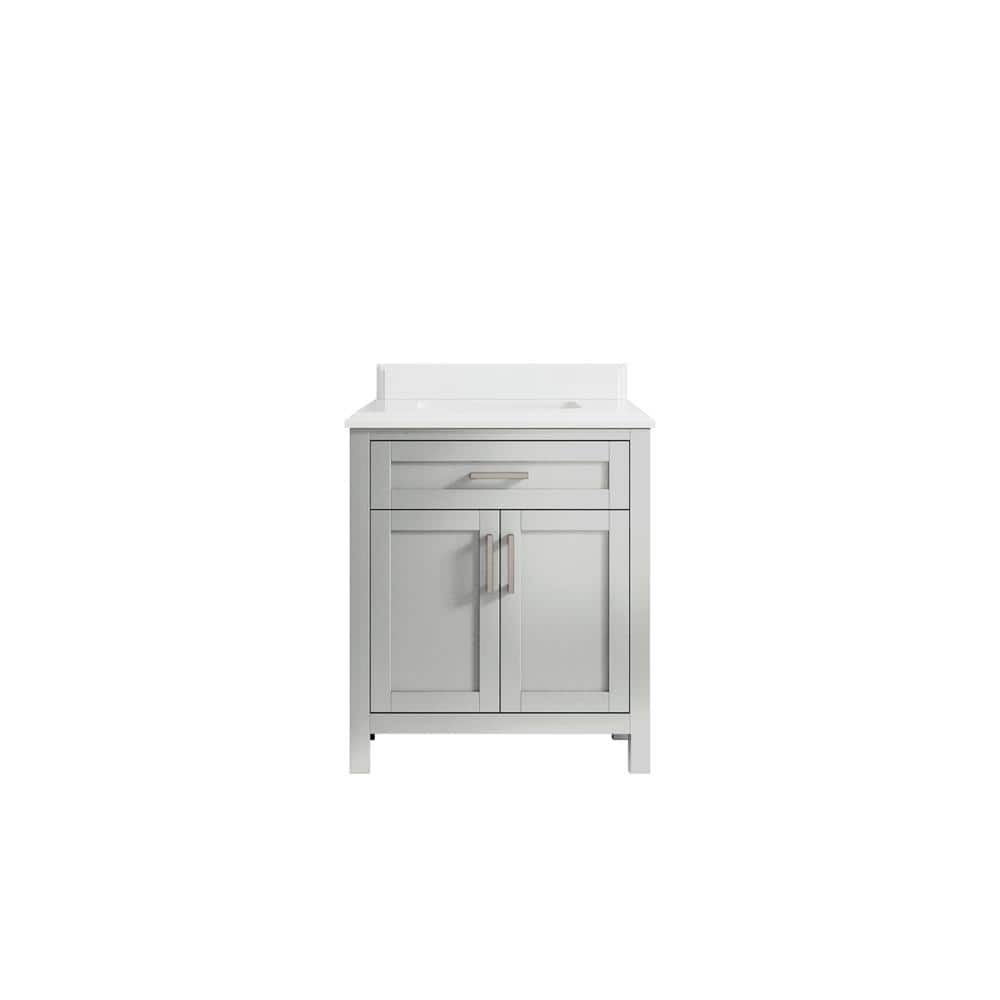 Cambridge 30 in. W x 22 in. D x 36 in. H Bath Vanity in Gray with Cove Edge White Quartz Top price history on PriceWatchPro