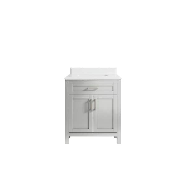 Willow Collections Cambridge 30 in. W x 22 in. D x 36 in. H Bath Vanity in Gray with Cove Edge White Quartz Top