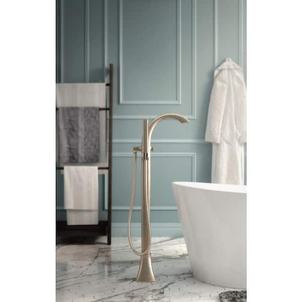 Voss Single-Handle Floor-Mount Roman Tub Faucet Tub Filler in Brushed Nickel (Valve Not Included)