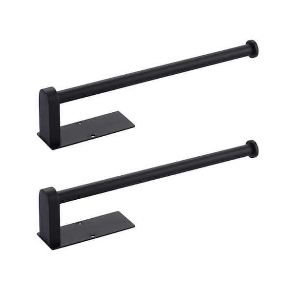 Wall Mount Drilled Stainless Steel Paper Towel Holders Under Cabinet for Kitchen in Matte Black (2 Pack)