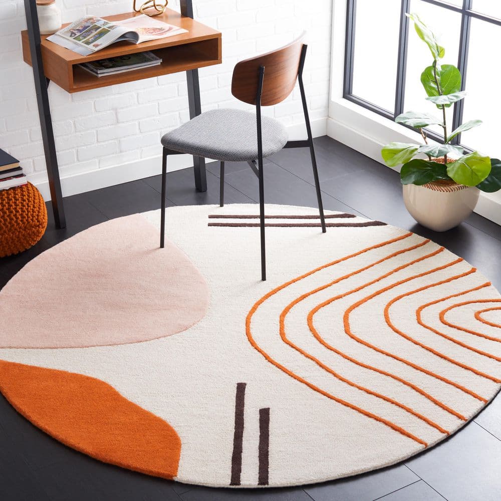 Rodeo Drive 4 ft. x 4 ft. Round Ivory/Rust Abstract Geometric Area Rug price history on PriceWatchPro