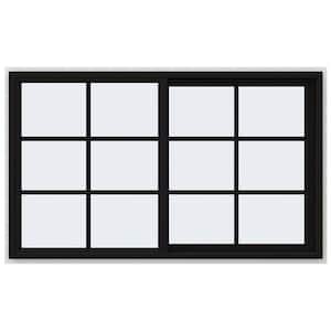 60 in. x 36 in. V-4500 Series Black FiniShield Vinyl Right-Handed Sliding Window with Colonial Grids/Grilles