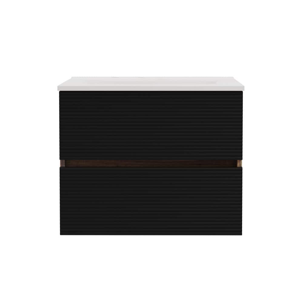 24 in. W Single Sink Wall-Mounted Bath Vanity in Black with White Ceramic Top Unassembled price history on PriceWatchPro