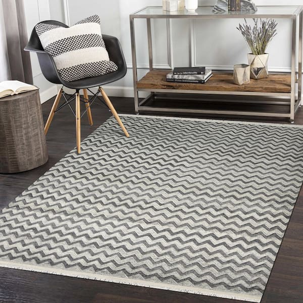 guerra Surichinmoi grueso Solo Rugs Sergio Shaggy Moroccan Chevron Gray 5 ft. x 8 ft. Hand Knotted  Area Rug S3162-05000800-GRAY - The Home Depot