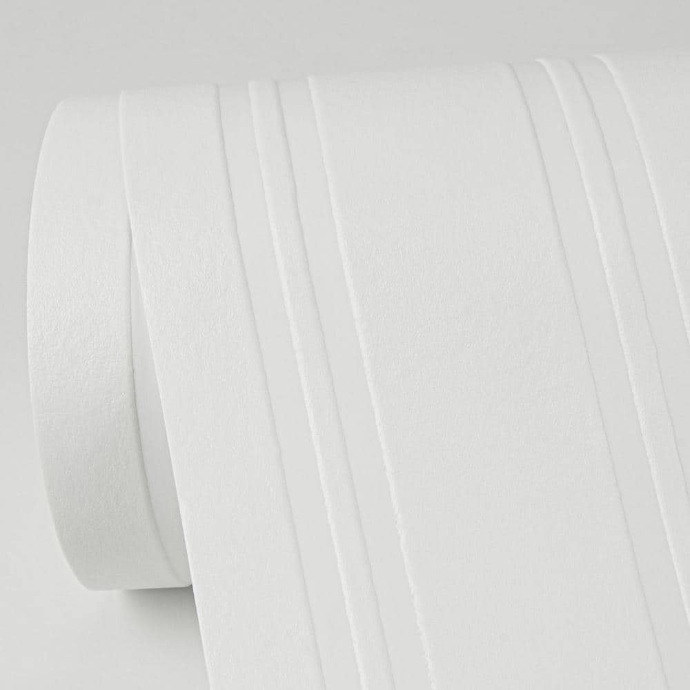 White Embossed Striped Paintable Non-Woven Wallpaper Roll