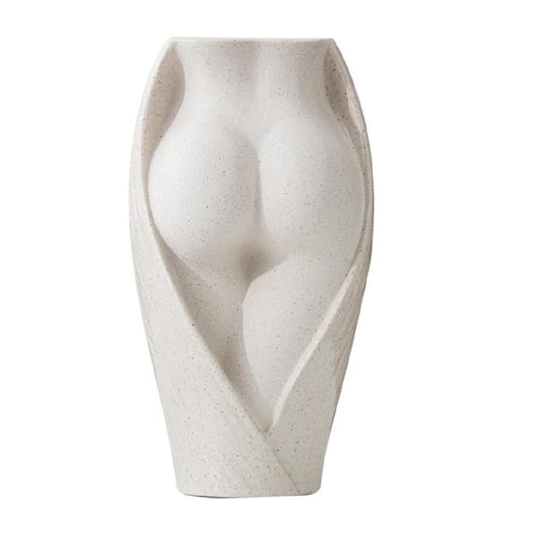 Afoxsos 1-Pc Ceramic Body Art Flower Vase for Home Decor, White