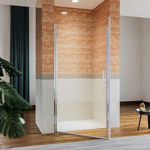 32 in. W x 72 in. H Fold Pivot Frameless Swing Corner Shower Panel with Shower Door in Chrome with Clear Glass