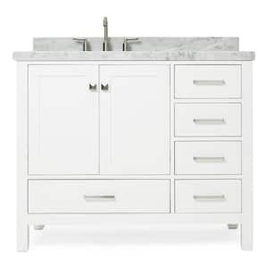 Cambridge 43 in. W x 22 in. D x 36 in. H Bath Vanity in White with Carrara White Marble Top