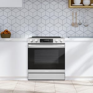30 in. 6.3 cu. ft. Electric Range with 5 Elements Glass Cooktop and Self Clean Air Fry Oven in Stainless Steel
