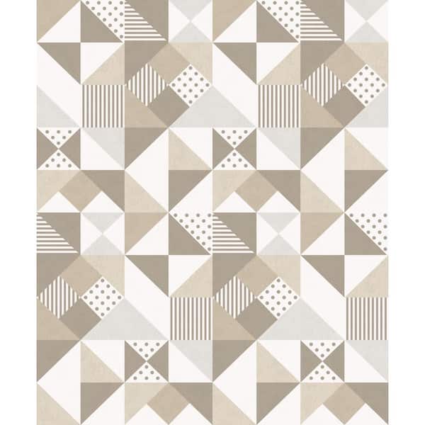 Seabrook Designs Latte and Dorian Grey Lozenge Geometric Paper Non-Woven Unpasted Wallpaper Roll (covers 56 sq. ft.)