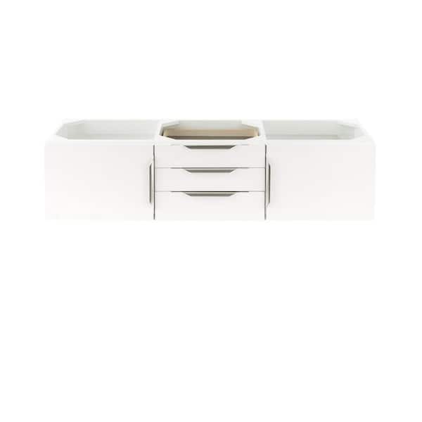 James Martin Vanities Columbia 58.8 in. W x 19.5 in. D x 15.5 in. H Double Bath Vanity Cabinet without Top in Glossy White
