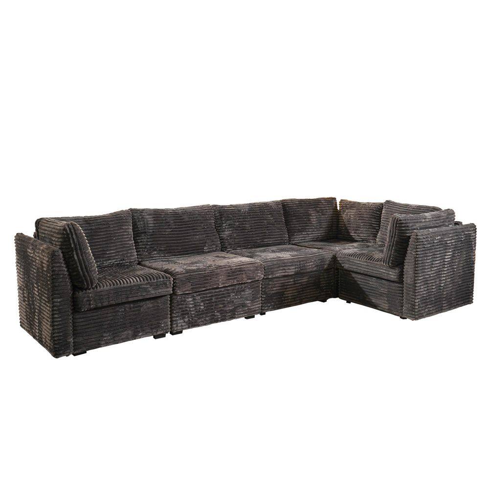 CUKE 127 in. 5-Piece Modern Deep Seat Plush Corduroy L-Shape Modular Sectional Sofa Couch in. Gray with 3 Corner Chairs price history on PriceWatchPro