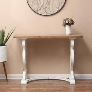 42 in. Brown/White Standard Rectangle Wood Console Table