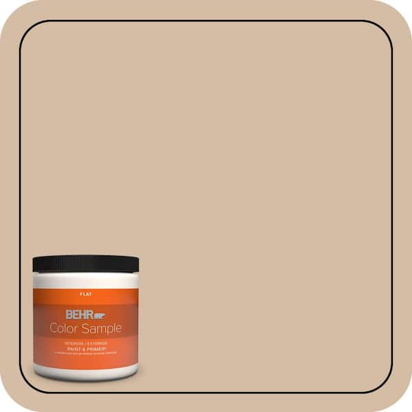 BEHR PREMIUM PLUS 8 oz. #PWL-86 Nutty Beige Flat Interior/Exterior Paint & Primer Color Sample