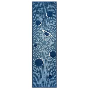 Starry Skies Galaxy Blue 2 ft. x 7 ft. Area Rug
