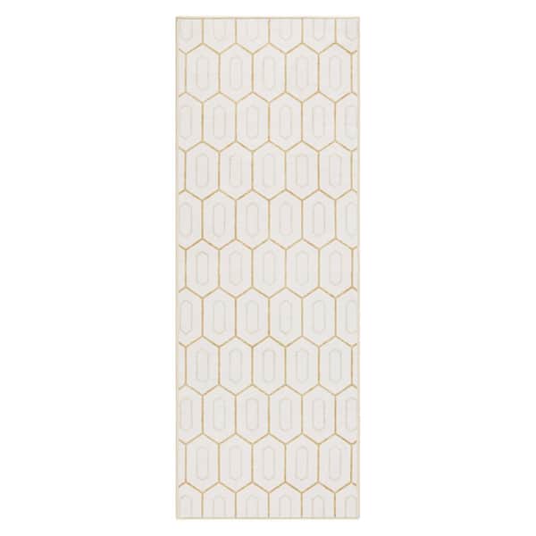 EVERWASH Haven 2 ft. 6 in. x 7 ft. Ivory Mod Geo Washable Area Rug