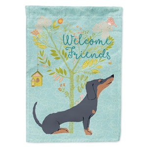 28 in. x 40 in. Polyester Welcome Friends Black Tan Dachshund Flag Canvas House Size 2-Sided Heavyweight