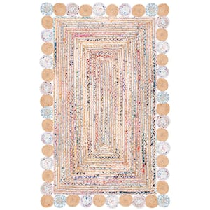 Cape Cod Beige/Multi 4 ft. x 6 ft. Circles Border Area Rug