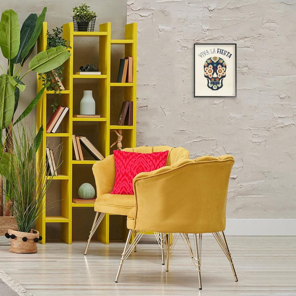 Viva La Fiesta Calavera Black Framed Canvas Art Print, 11 x 14