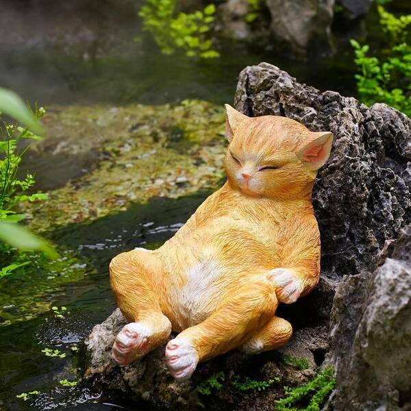Orange Cat Resin Garden Statue L0GK7XX8PP - The Home Depot