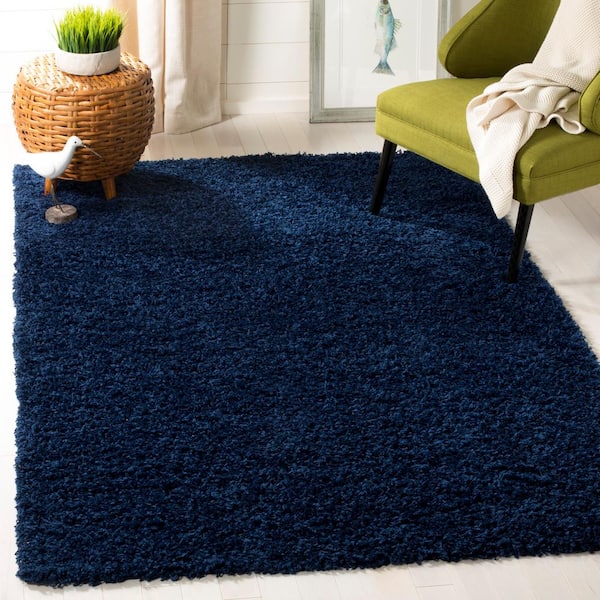 Athens Shag 10 ft. x 14 ft. Navy Solid Color Gradient Area Rug