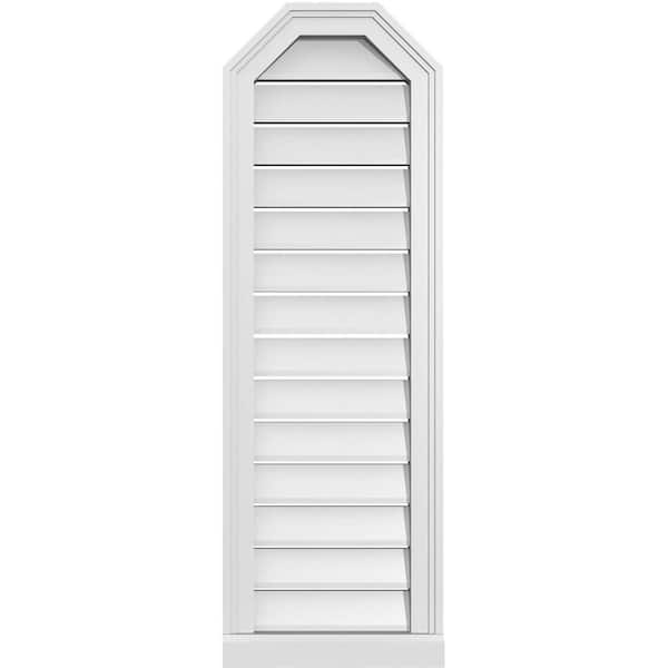 Ekena Millwork 14" x 42" Octagonal Top Surface Mount PVC Gable Vent: Functional with Brickmould Sill Frame