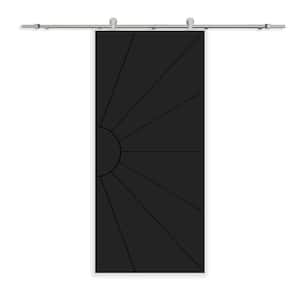 24 in. x 84 in. Black Stained Composite MDF Paneled Interior Sliding Barn Door with Hardware Kit