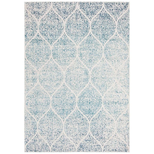SAFAVIEH Madison Cream/Turquoise 5 ft. x 8 ft. Medallion Area Rug
