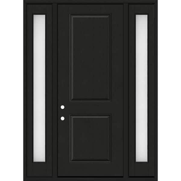 Steves & Sons Regency 64 in. x 96 in. 2P Squaretop RHIS Onyx Stain Mahogany Fiberglass Prehung Front Door with Obscure12in. SLs 6-9/16