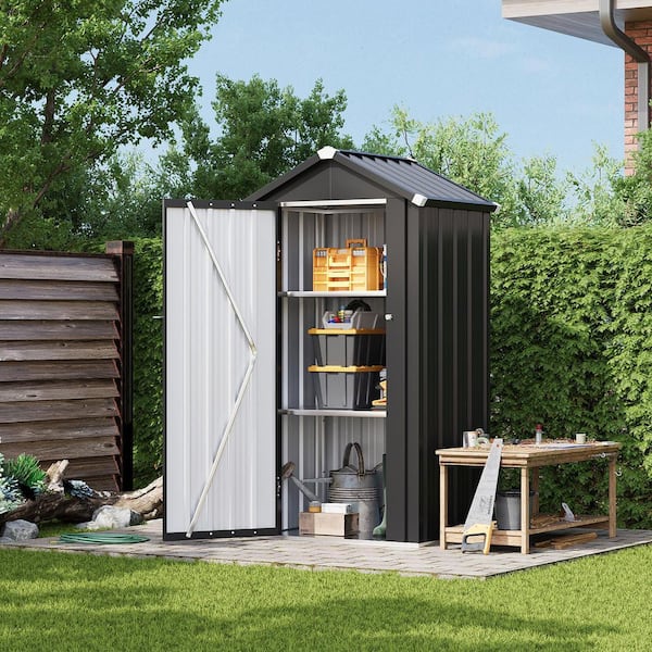 3 ft. W x 2 ft. D Black Metal Shed with 2-Piece Shelves, Floor, Lockable Door and Vents ( 6 sq. ft. )