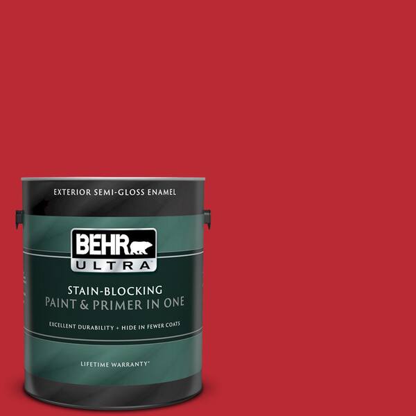 BEHR ULTRA 1 gal. #UL110-7 Edgy Red Semi-Gloss Enamel Exterior Paint and Primer in One