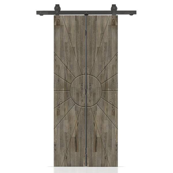 CALHOME Sun 20 in. x 84 in. Hollow Core Weather Gray Stained Pine Wood ...