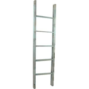 19 in. x 72 in. x 3 1/2 in. Barnwood Decor Collection Driftwood Blue Vintage Farmhouse 5-Rung Ladder