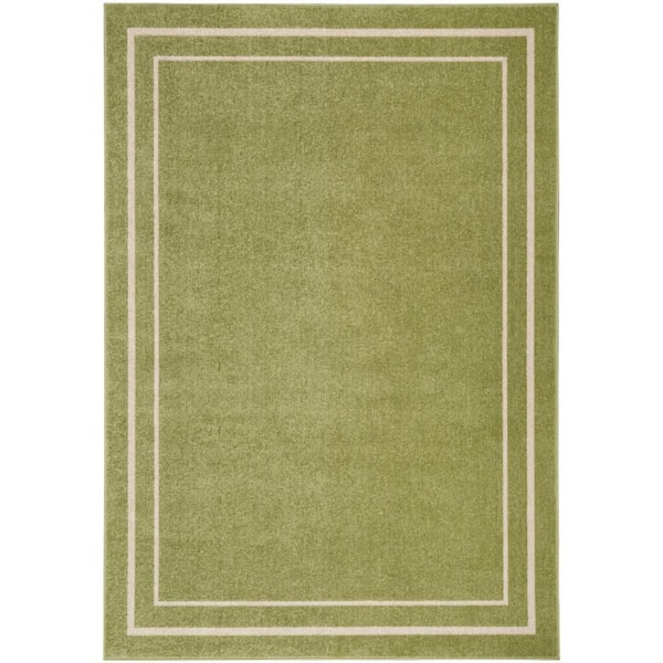 Essentials Green Ivory 8 ft. x 10 ft. Solid Contemporary Indoor/Outdoor Area Rug