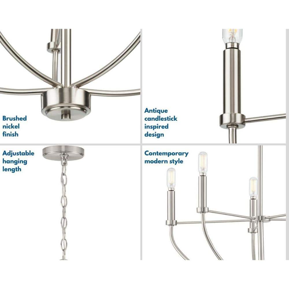 Leyden Brushed Nickel 5-Light Farmhouse Chandelier