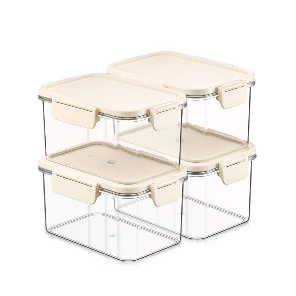Stackable Plastic Food Storage Container with Lids (4 Pack), Clear Airtight Pantry Canister for Kitchen Organization price history on PriceWatchPro