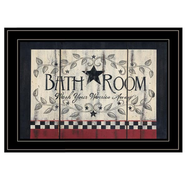 HomeRoots Charlie Bath Room 1-Piece Framed Wall Art 15 in. x 19 in.