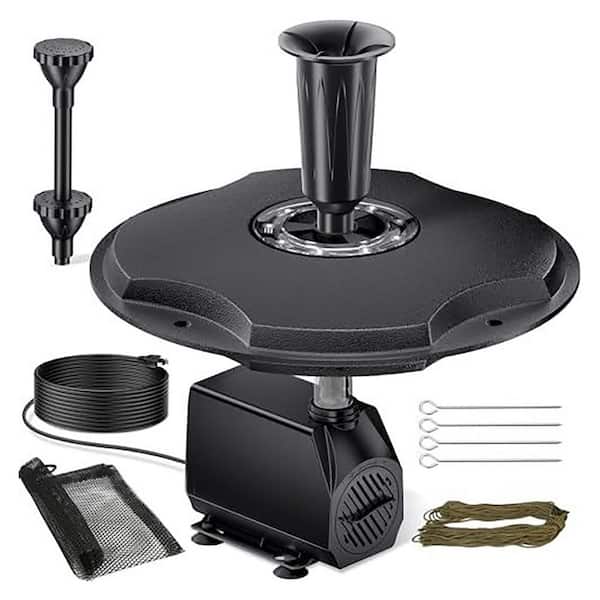 40W 660GPH Floating Pond Fountain with RGB LED Lights, 3 Spray Modes, 65.6 ft. Mooring Line for Outdoor Ponds, Bird Bath