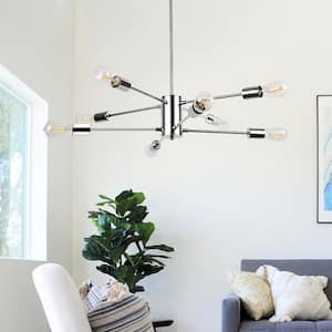 8-Light 60-Watt Chrome Modern Sputnik Mini Pendant Light with No Glass Shade and No Bulb Included