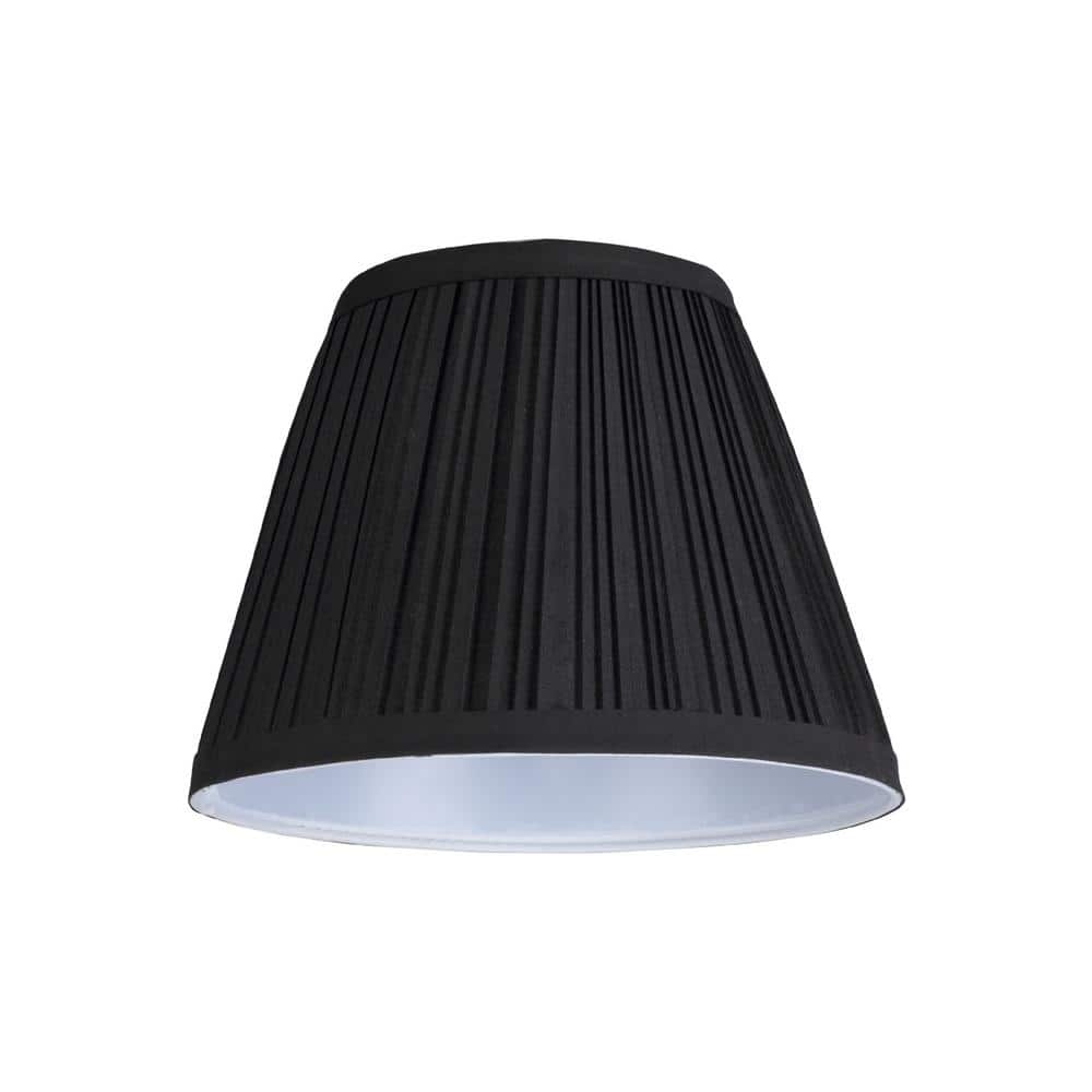 Black Pleated Cotton Empire Lamp Shade, 9" Wide