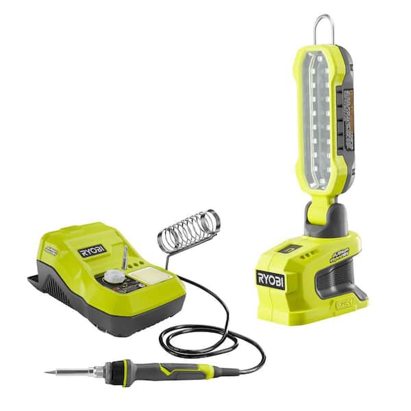 RYOBI ONE+ 18V Cordless 2-Tool Combo Kit with Hybrid LED Project Light and Hybrid Soldering Station (Tools Only)