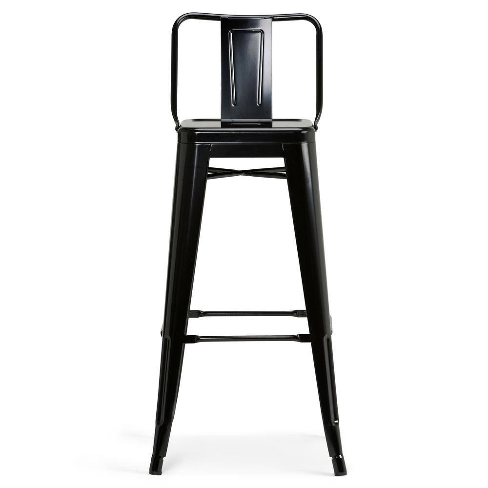 Rayne Industrial Black Metal Bar Stool with Curved Back - Set of 2