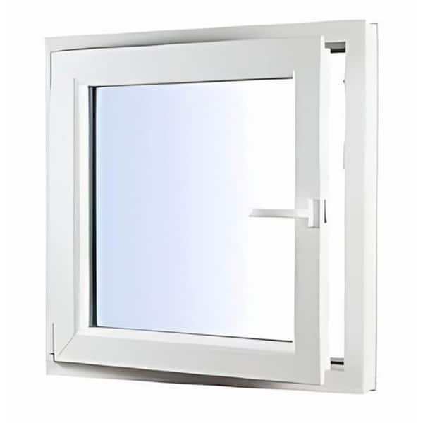 24 in. x 24 in. Elite Euro White Double-Pane Vinyl Tilt/Turn Window with Screen and Left Inward Swing