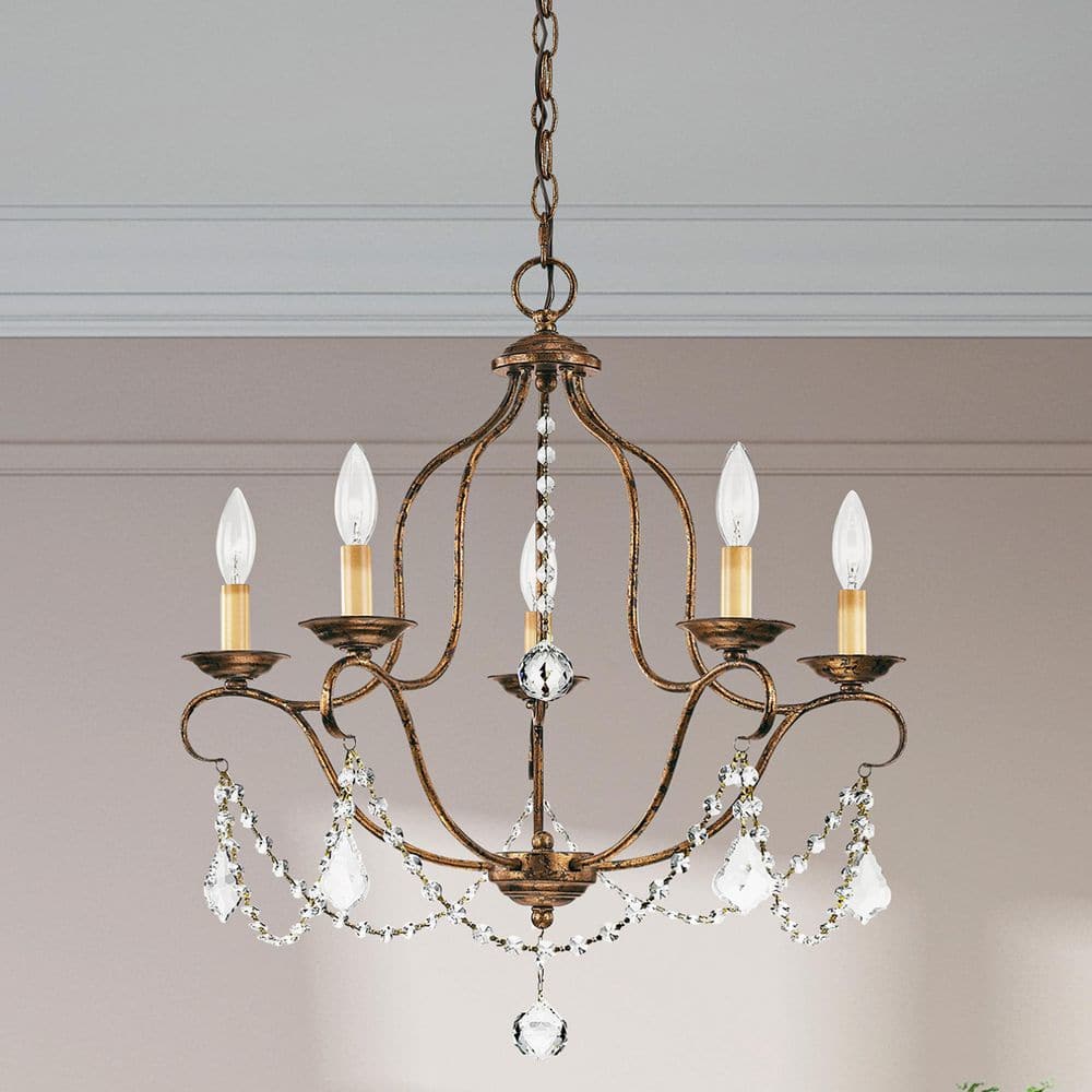 Venetian Golden Bronze Mini Crystal 5-Light Chandelier